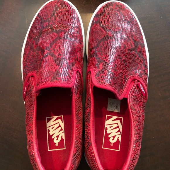 red snakeskin vans